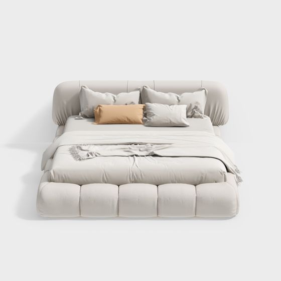 Elegant Minimalist Bed 3D model for Modern Interiors