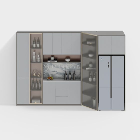 Chic Gray Cabinet 3D model for Contemporary Spaces