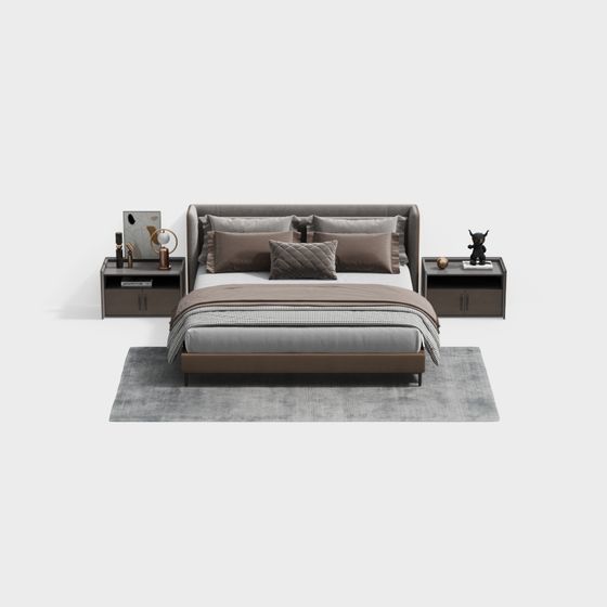 Elegant Low-Poly Bed 3D model for Modern Interiors