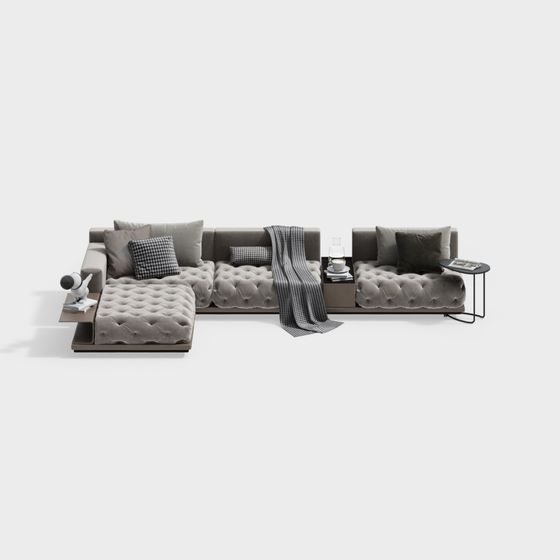 Stylish Low-Polygon Sofa 3D model for Contemporary Spaces