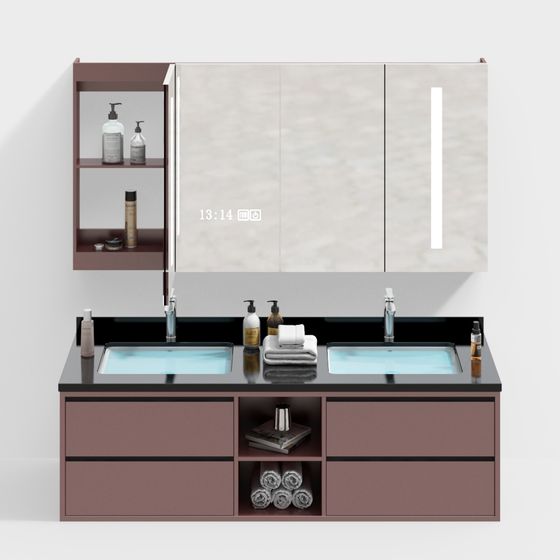 Stylish Double Sink Bathroom Vanity 3D model