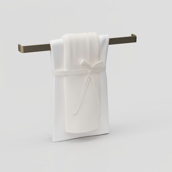 Modern White Bathroom Towel Rack 3D Model