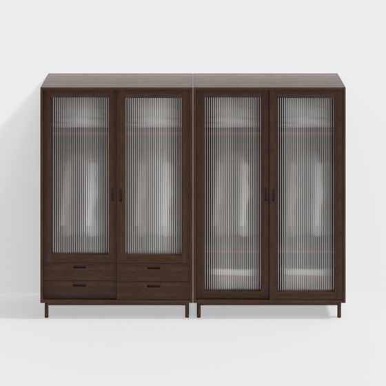 Stylish Glass Door Display Cabinet 3D model