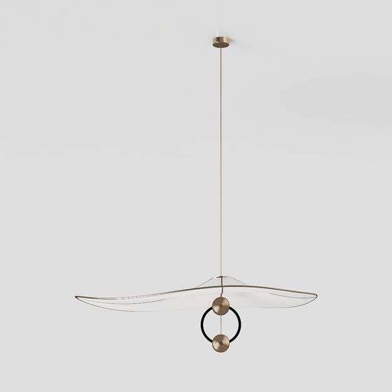 Elegant Golden Pendant Lamp 3D model