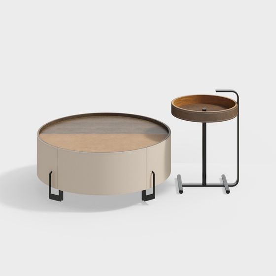 Sleek Round Table and Chair Combo 3D model