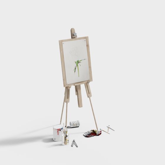 Artist Easel 3D model with Low-Poly Aesthetic