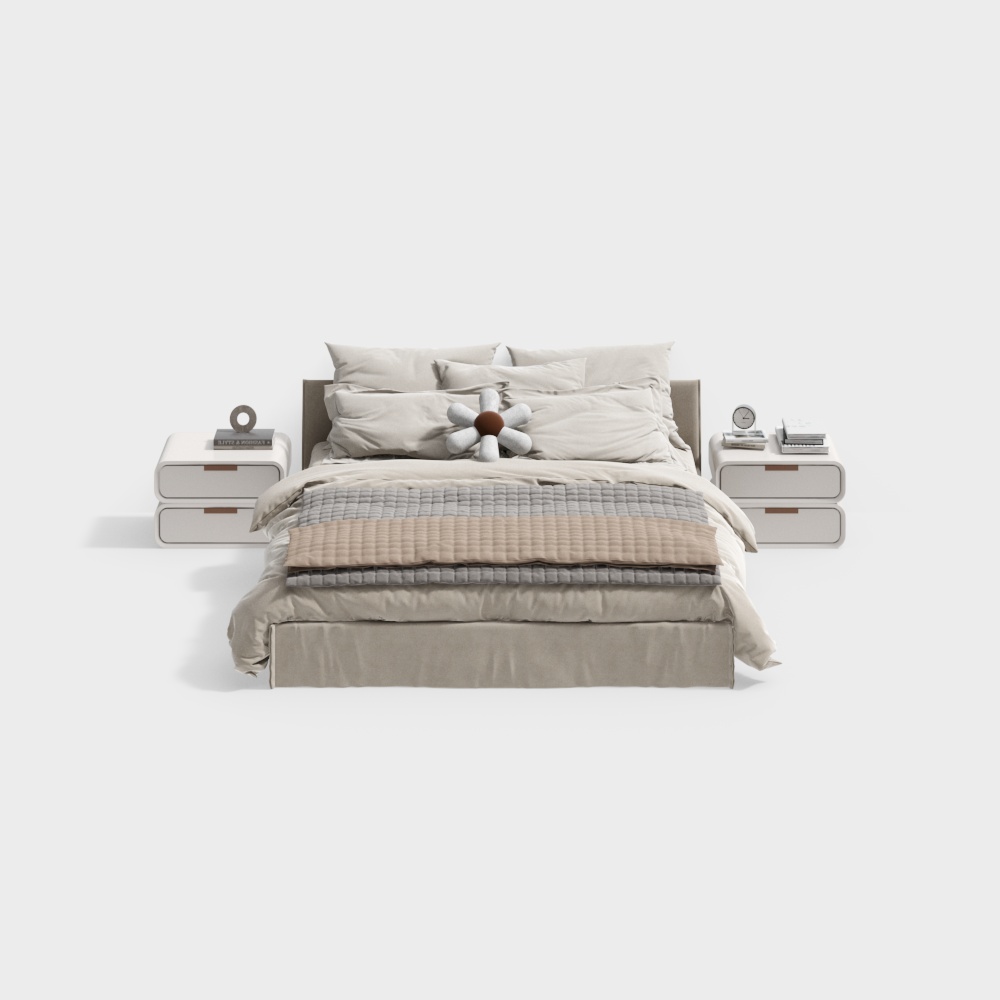 Creamy Style Double Bed Bedroom