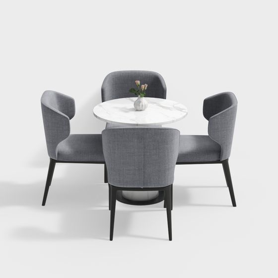 Modern Reception Area Table and Chair Set 3D Model in Gray