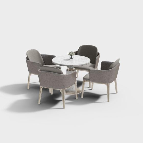 Stylish Urban Dining Table and Chairs 3D model