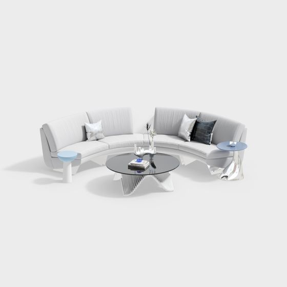 Stylish Minimalist Sofa Set 3D model for Modern Interiors