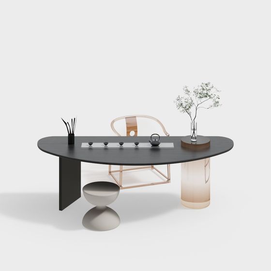 Stylish Minimalist Dining Table Set 3D model