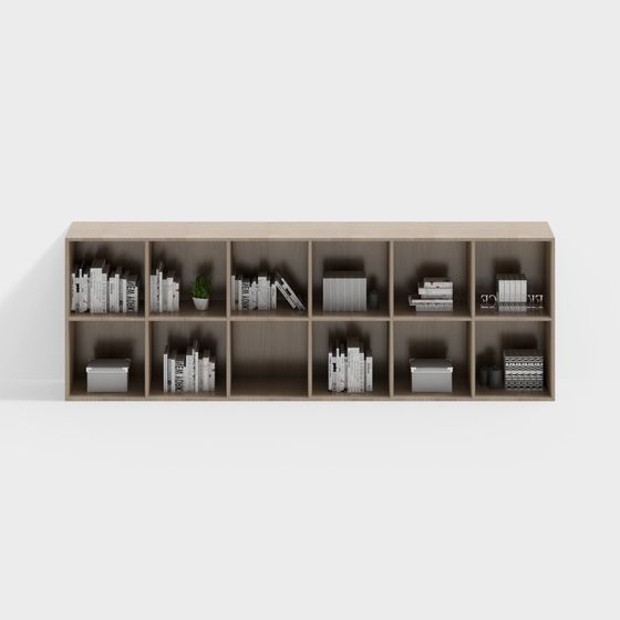 Stylish Low-Poly 3D Bookshelf Model