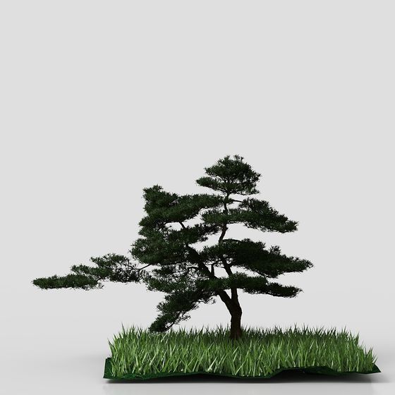 Vibrant Low-poly Pine Tree 3D Model