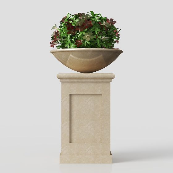 Elegant Low Poly Planter Base 3D model