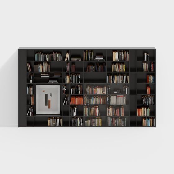 Elegant Low Poly Bookshelf 3D Model for Modern Spaces