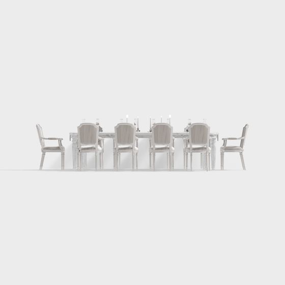Classic Dining Table and Chair Set 3D model