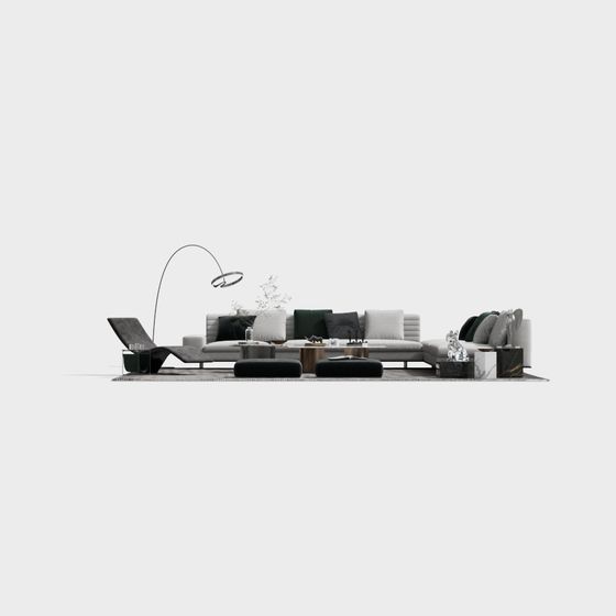 Stylish Urban Living Room 3D model