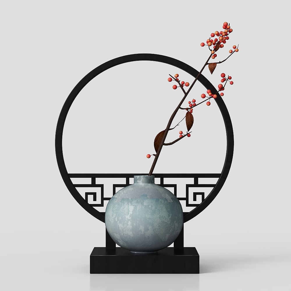 新中式ベッドルームの花瓶