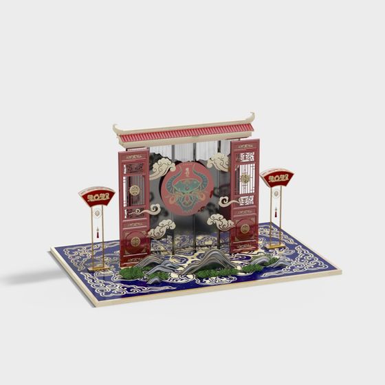 Elegant Temple Gate 3D model