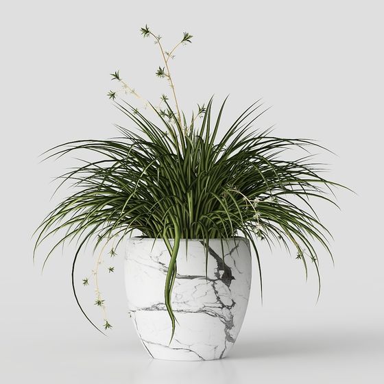 Elegant Green Plant Pot 3D Model