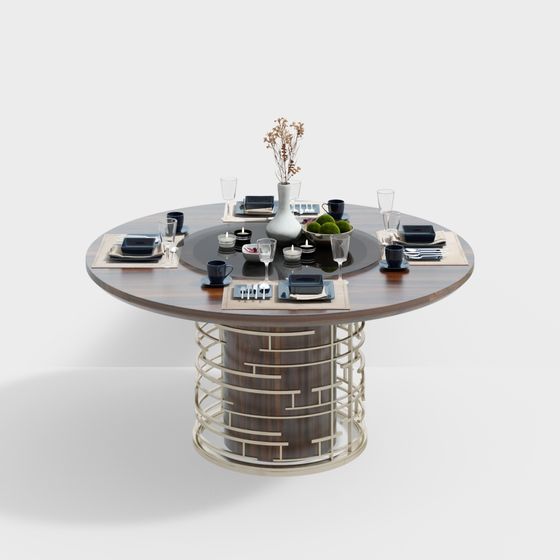 Round Table Feast 3D model for Elegant Dining