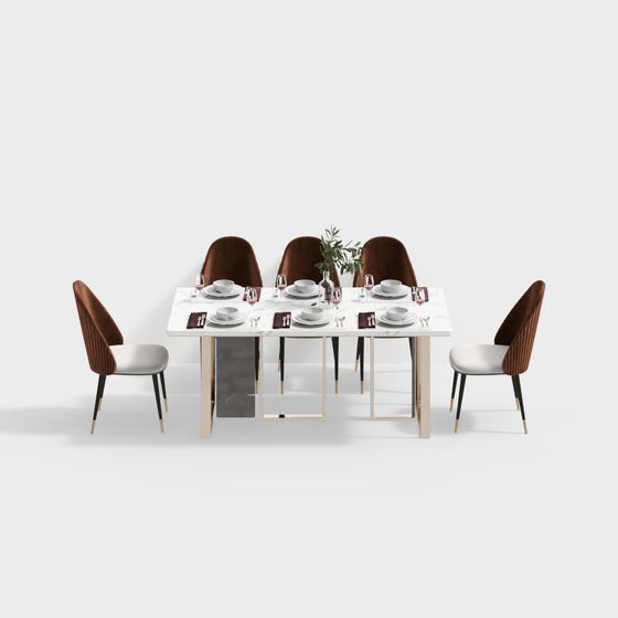 Stylish Dining Table Set 3D model