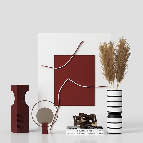 Unique Low-Polygon Geometric 3D Model in Deep Red