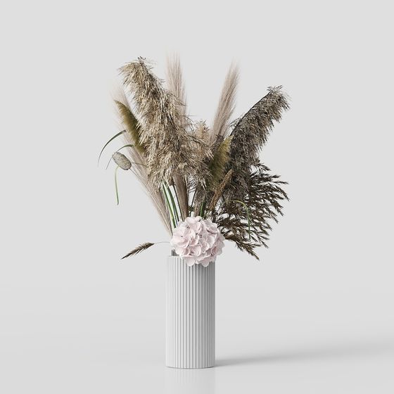 Stylish Flower Vase Arrangement 3D model for Natural Aesthetic