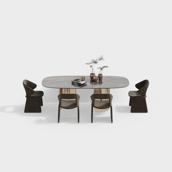 Urban Living Room Dining Table and Chair Set 3D model