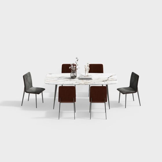 Elegant Dining Table and Chairs 3D model