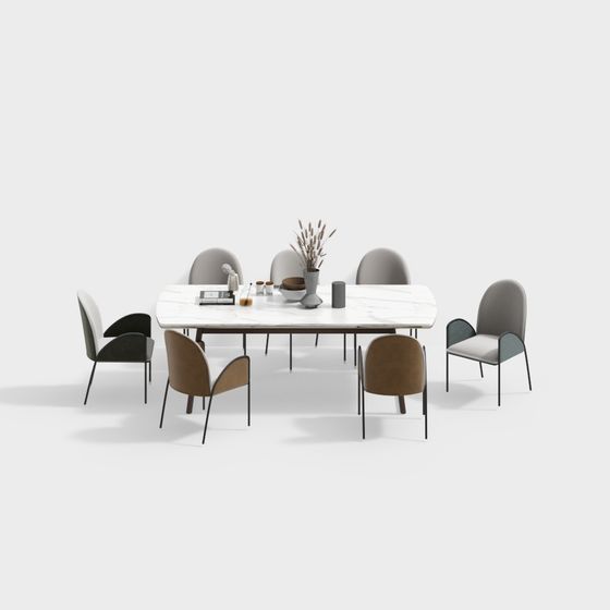 Urban Living Room Dining Table and Chair Set 3D model