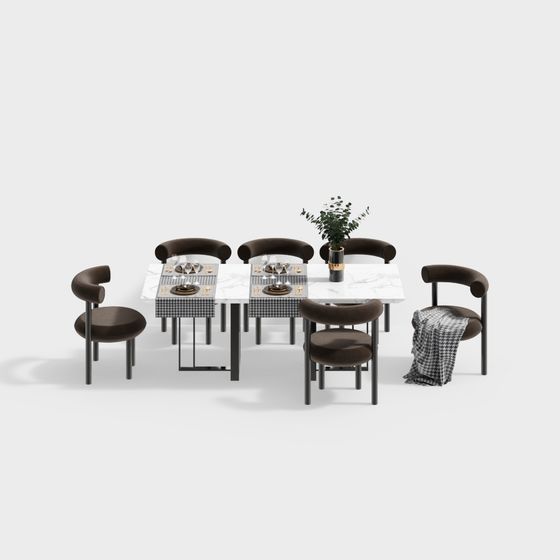 Elegant Minimalist Dining Table and Chair 3D model