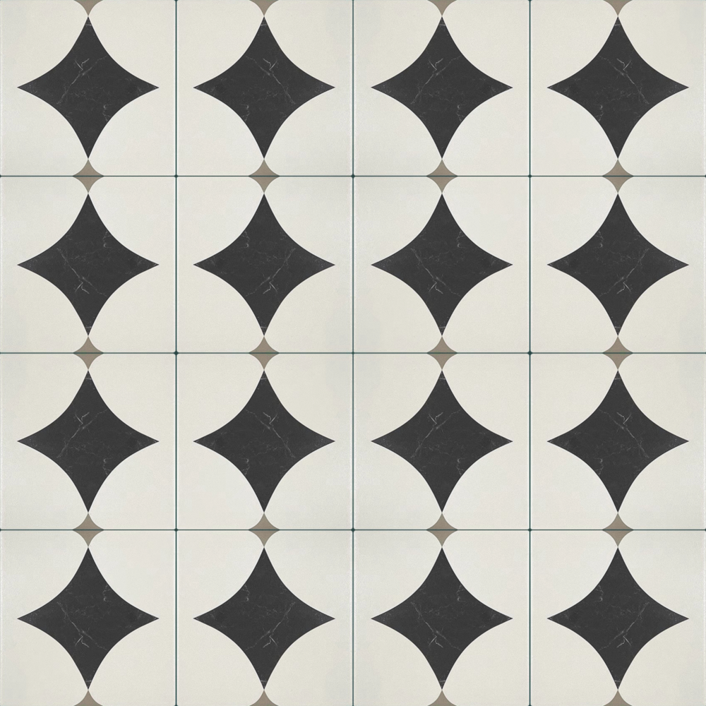 Black and White Geometric Vintage Flooring