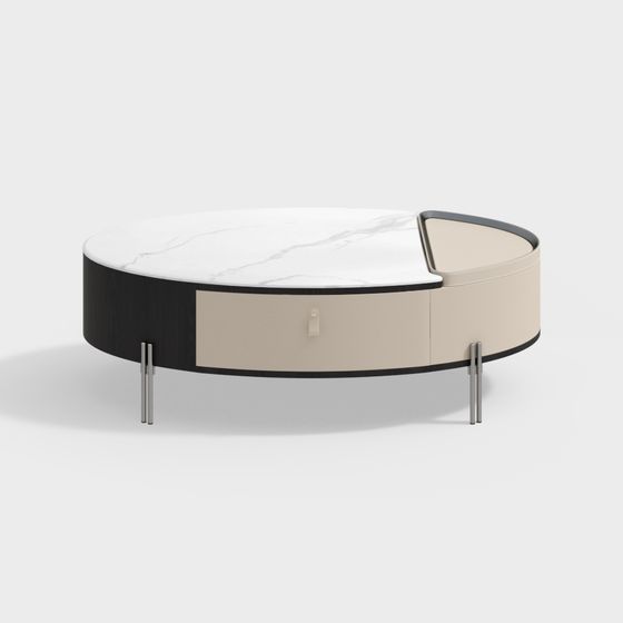 Sleek Marble Coffee Table 3D Model – Modern Luxury Design