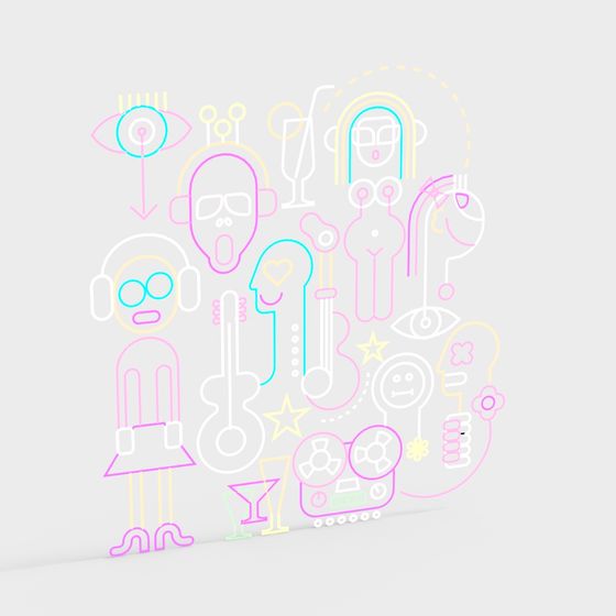 Funky Neon Party Character 3D model