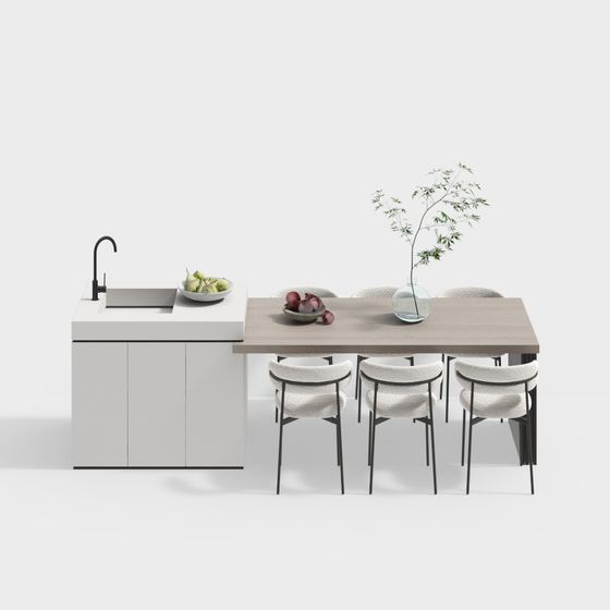 Urban Kitchen Dining Table 3D model for Contemporary Spaces