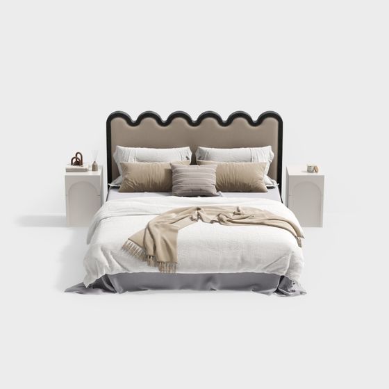 Modern bedroom double bed combination