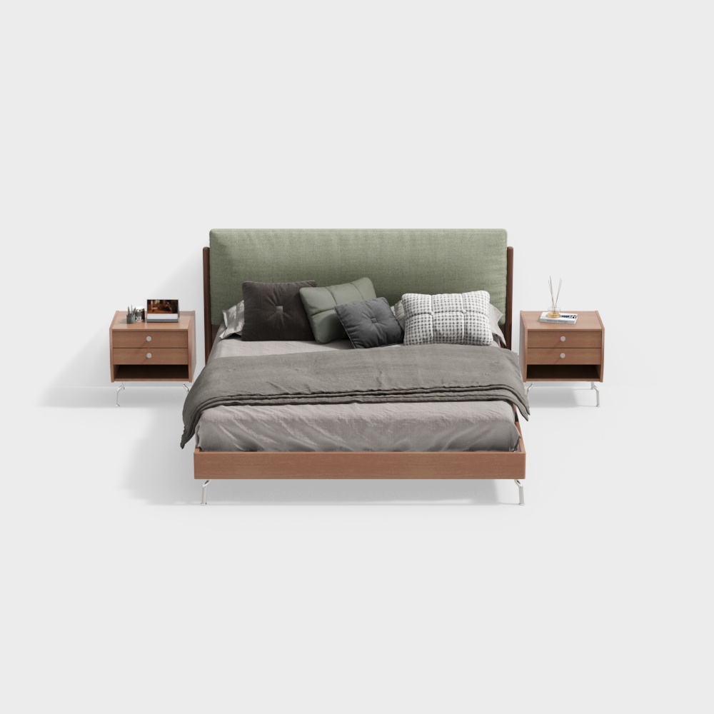 Modern bedroom double bed combination