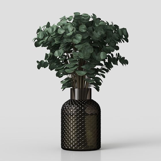 Elegant Vase with Greenery 3D Model