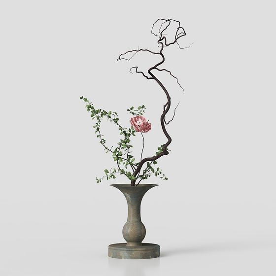 Dried Branch Floral 3D model - Low Poly High Detail