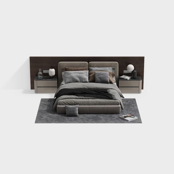 Urban Bedroom Set 3D Model for Modern Aesthetics