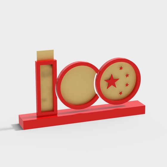 100th Anniversary Celebration Logo 3D model for Creative Projects