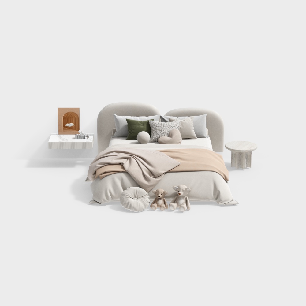 Modern bedroom double bed combination