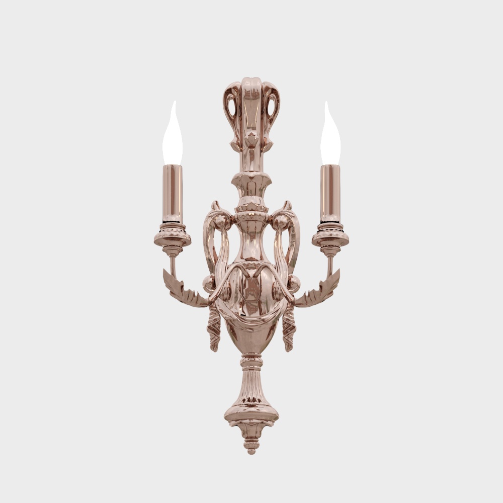 Vintage Baroque Wall Lamp 3D Model – Golden Accents