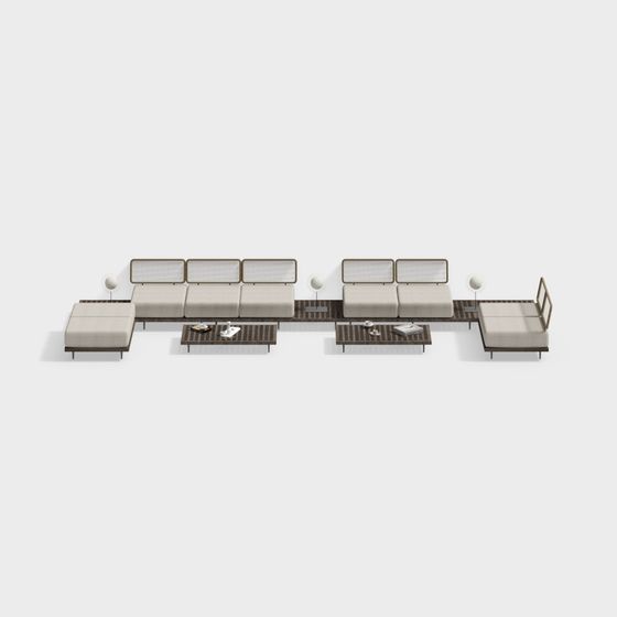 Modern Low-Poly Sofa Set 3D model