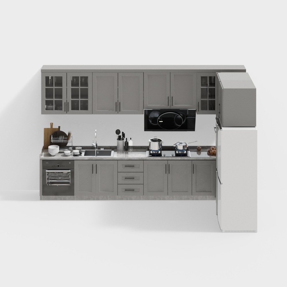 Modern Minimalist Kitchen 3D Model – Low-Poly Interior