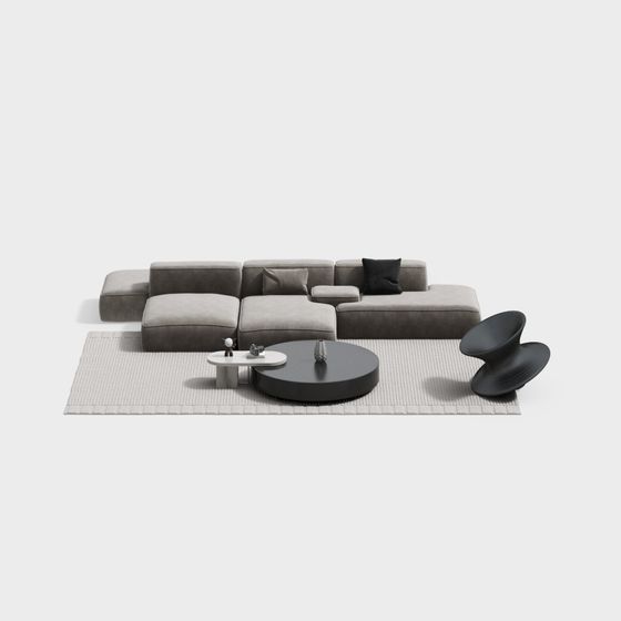 Urban Living Room 3D model for Modern Spaces