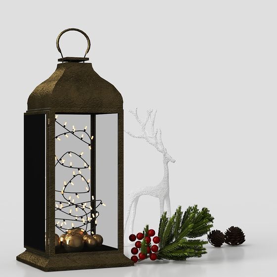 Enchanting Christmas Lantern 3D model for Festive Designs