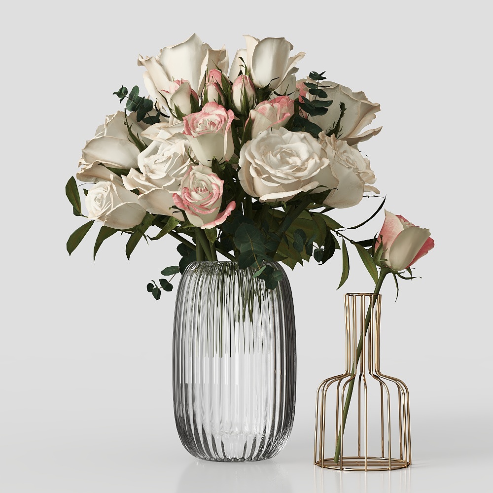 Elegant Floral Vase 3D Model – Low-Poly Botanical Design