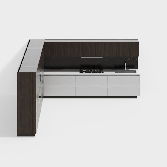 Contemporary Low-Polygon Kitchen Design 3D model